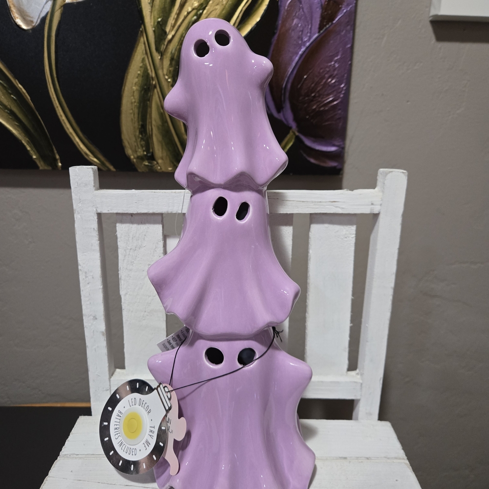 Halloween 3 Stacked Purple Ghosts Goblin & Ghoul